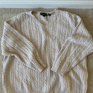 Scott Women's V-Neck Cable Knit Sweater - Cream